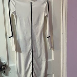 Mid calf dress| Color: white w/ black lining